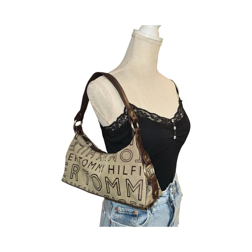 Tommy Hilfiger Monogram Baguette Hobo Shoulder Bag Y2K